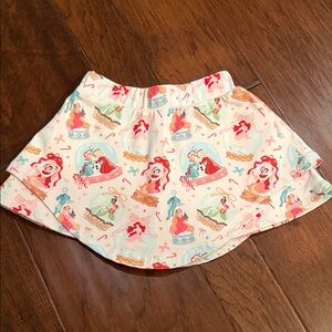 Girls Cream Princess Graphic Skort with Pink & Teal Accents